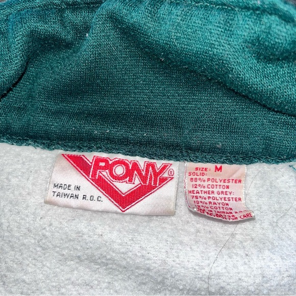 PONY Vintage Full Zip Sweatshirt Adult Medium 80s 90s Gray Green - Picture 5 of 7